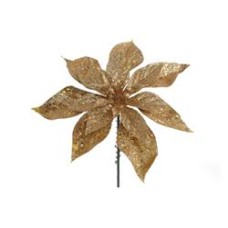 8.5 Inch Gold Glittered Poinsettia Pick (lot of 12) SALE ITEM